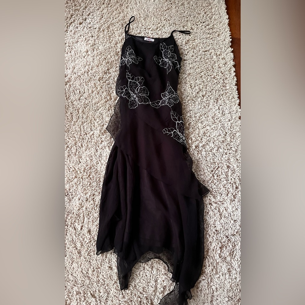 black floral midi dress